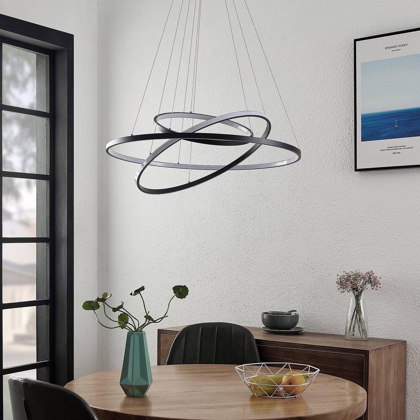 Luminara LED | Suspension Noire Dimmable pour Salle à Manger