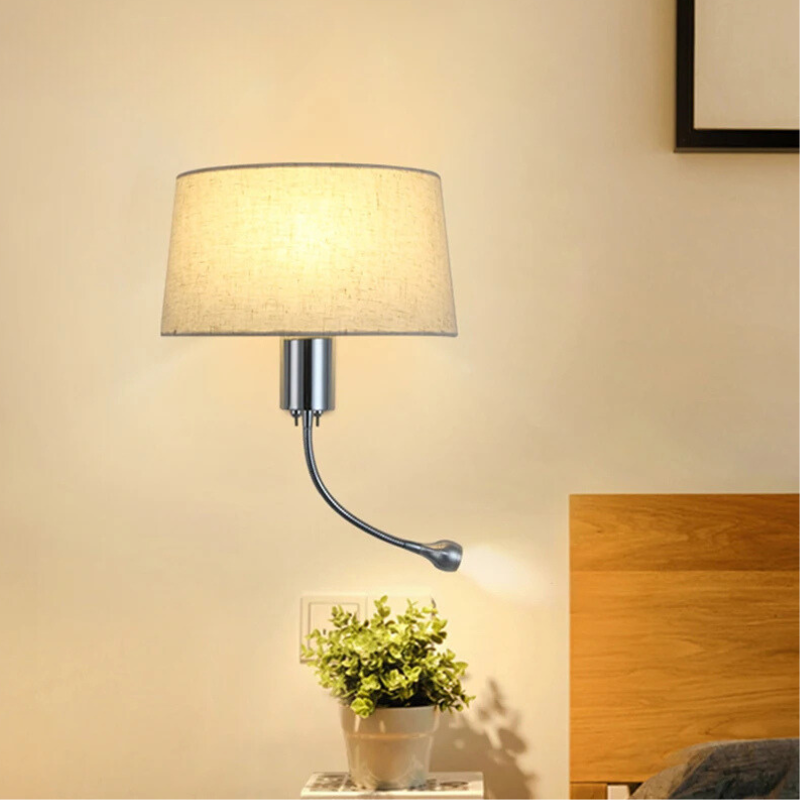 ApliLis - Applique Murale tête de lit Moderne en Tissu et métal avec liseuse