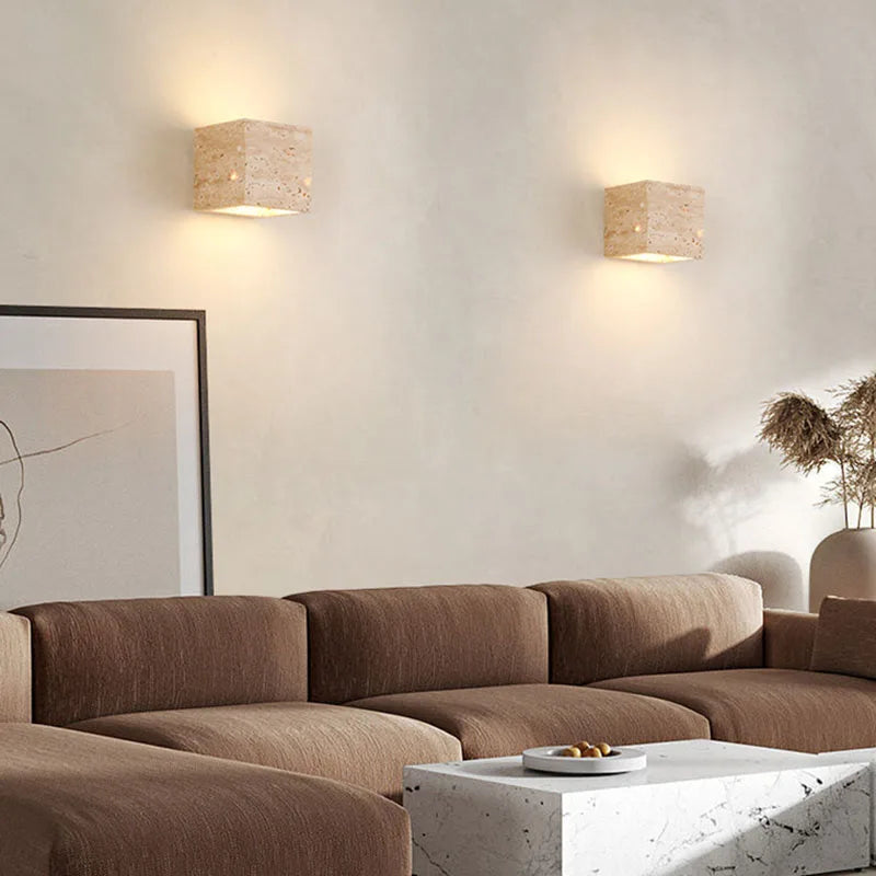 StoneLux - Applique Murale LED Rectangulaire en Travertin