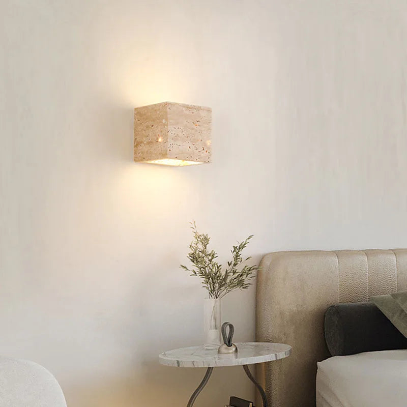 StoneLux - Applique Murale LED Rectangulaire en Travertin