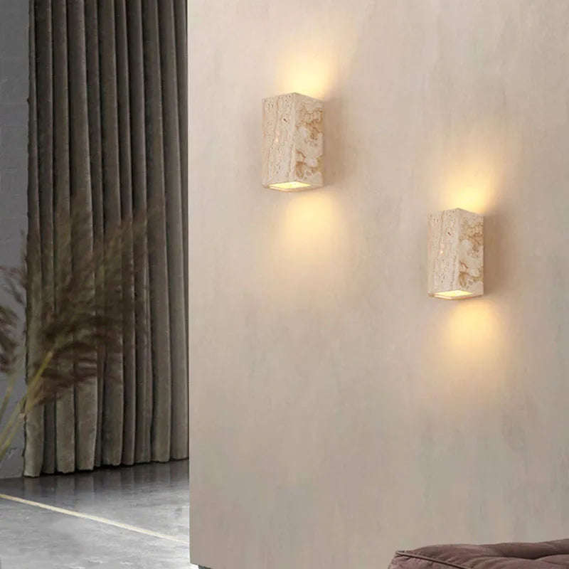 StoneLux - Applique Murale LED Rectangulaire en Travertin