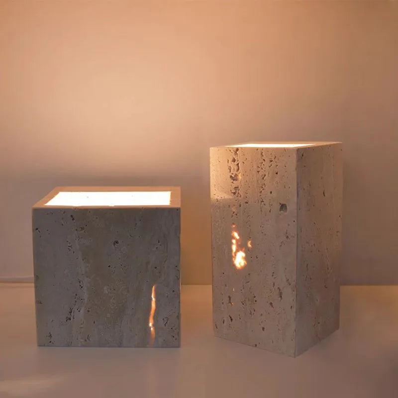 StoneLux - Applique Murale LED Rectangulaire en Travertin