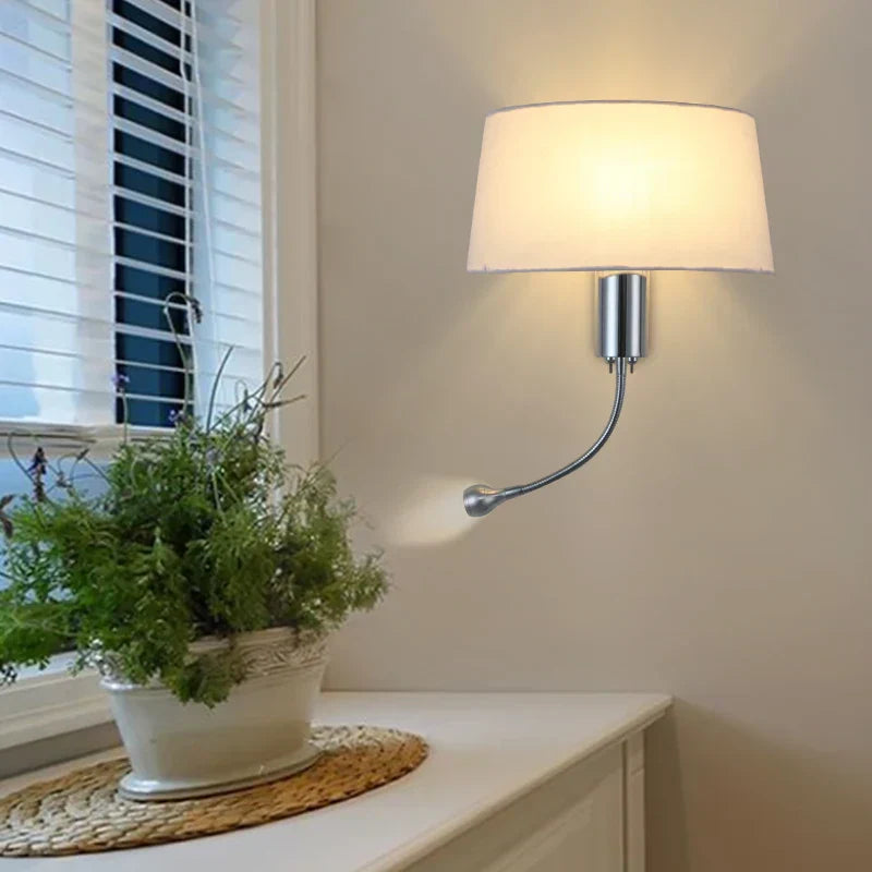 ApliLis - Applique Murale tête de lit Moderne en Tissu et métal avec liseuse