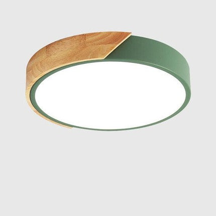LumiWood - Plafonnier LED Rond Minimaliste avec Décor Bois