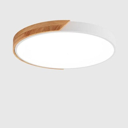 LumiWood - Plafonnier LED Rond Minimaliste avec Décor Bois