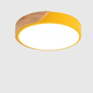 LumiWood - Plafonnier LED Rond Minimaliste avec Décor Bois
