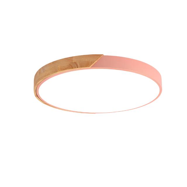 LumiWood - Plafonnier LED Rond Minimaliste avec Décor Bois