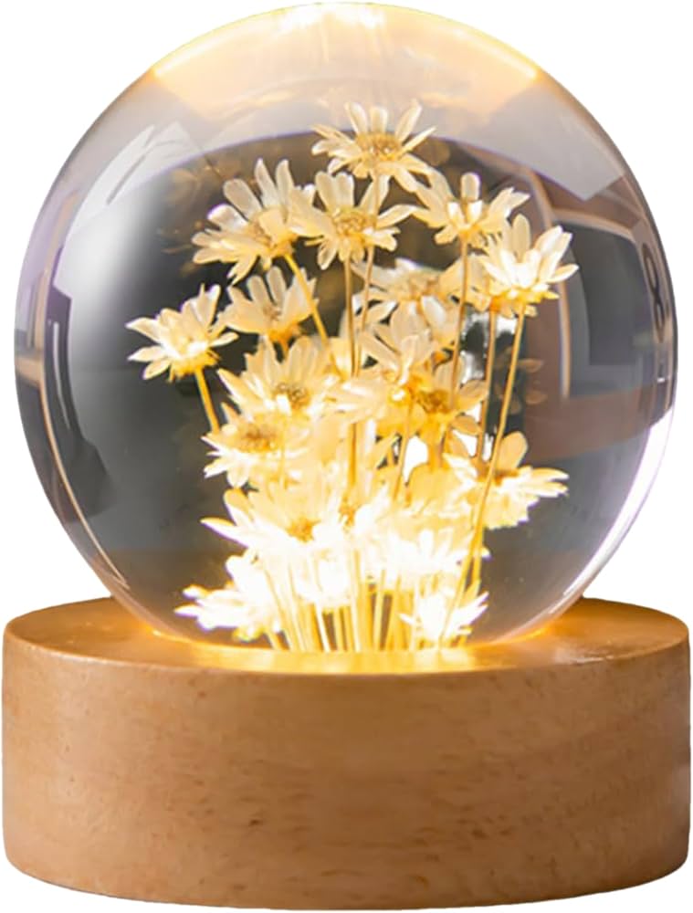 LumiCristal | Lampe LED 3D Fleur Cristal Décorative
