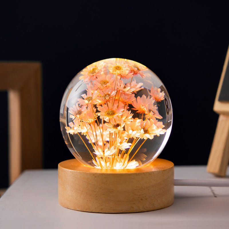 LumiCristal | Lampe LED 3D Fleur Cristal Décorative