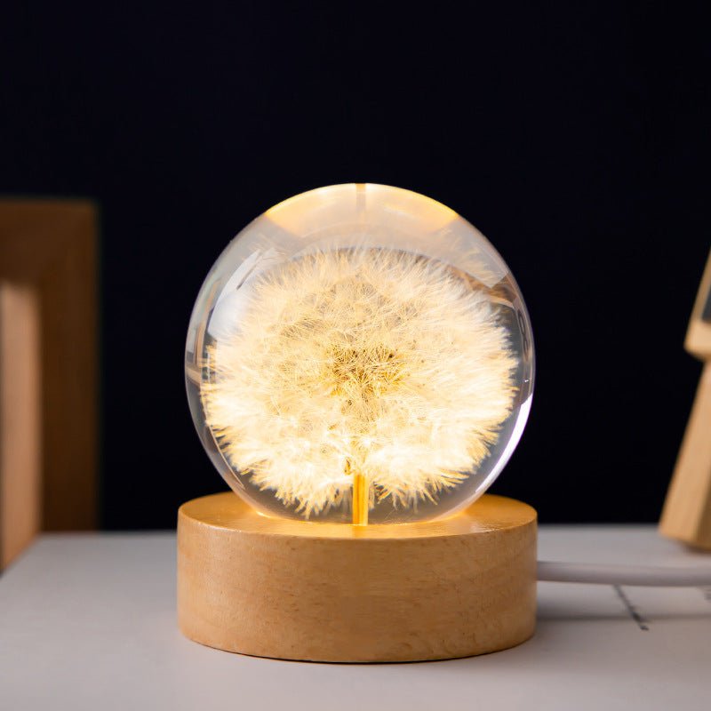 LumiCristal | Lampe LED 3D Fleur Cristal Décorative