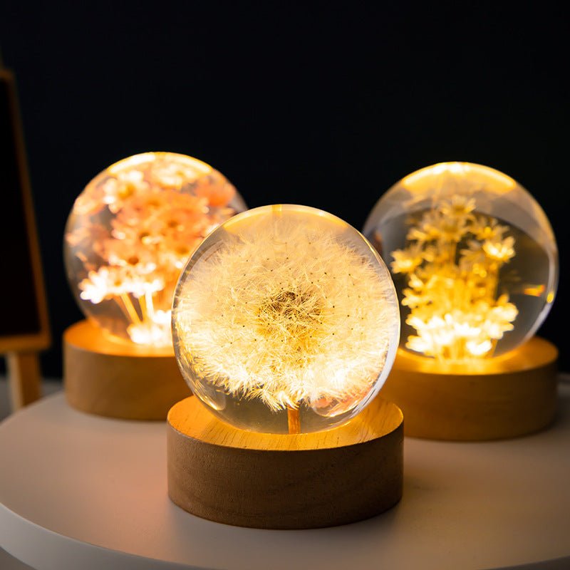 LumiCristal | Lampe LED 3D Fleur Cristal Décorative