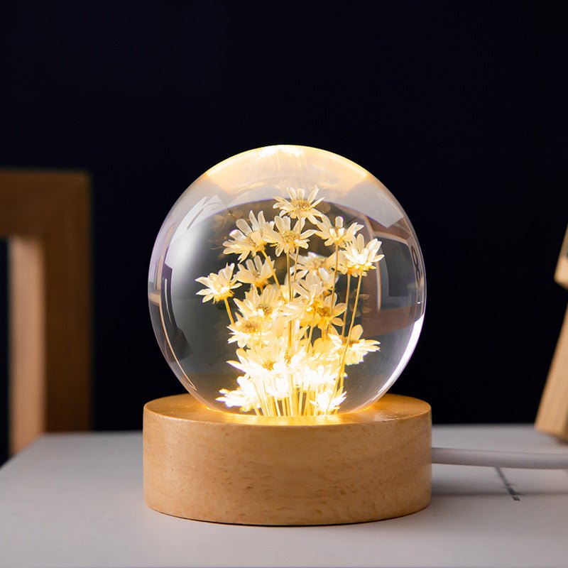 LumiCristal | Lampe LED 3D Fleur Cristal Décorative