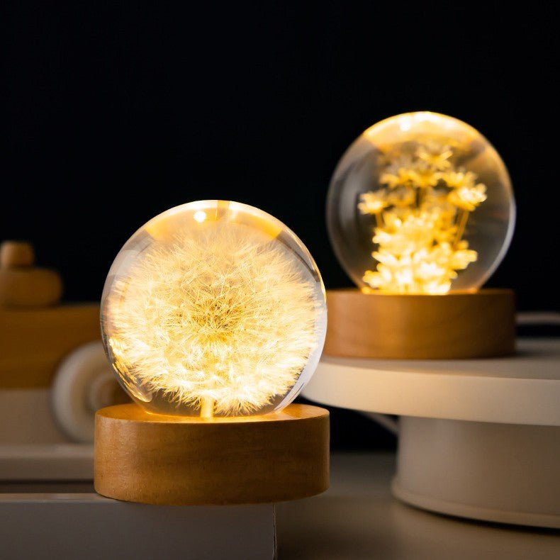 LumiCristal | Lampe LED 3D Fleur Cristal Décorative