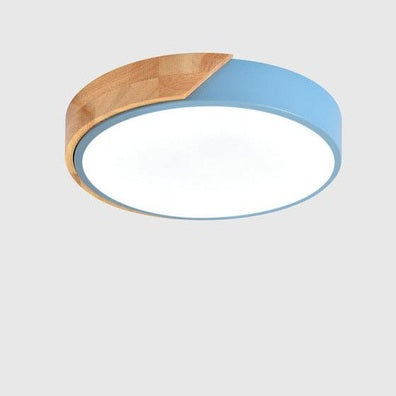 LumiWood - Plafonnier LED Rond Minimaliste avec Décor Bois