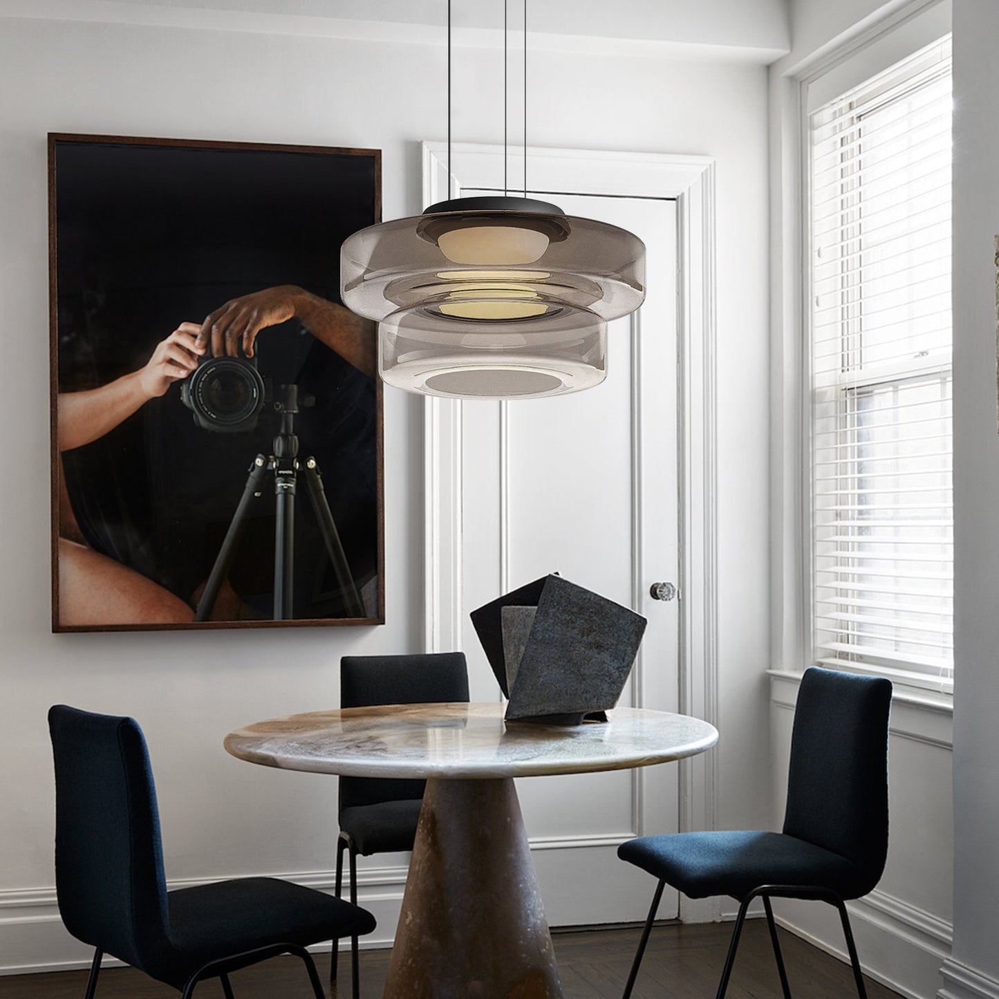 LumiPure | Suspension Verre & Métal Moderne pour Salon