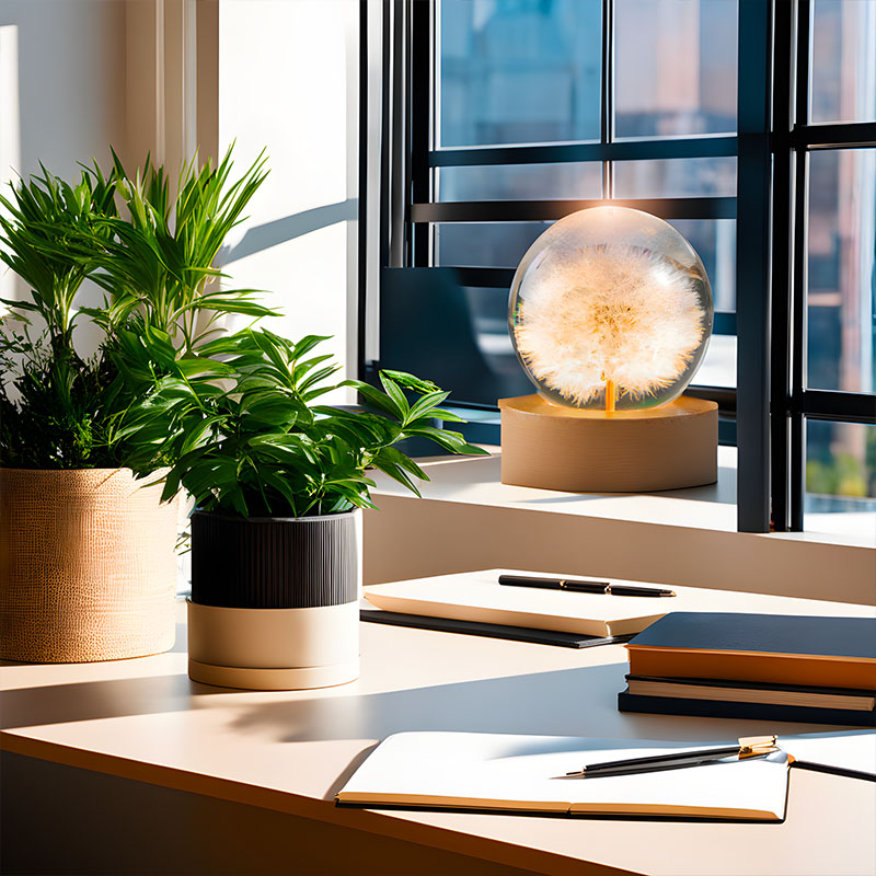 LumiCristal | Lampe LED 3D Fleur Cristal Décorative